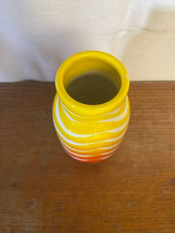 Vase Ancien POP ART Céramique Jaune Orange Rouge Made In Italy 70’s