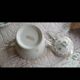 Teapot and sugar bowl in gilded Limoges porcelain by Chastagner & Cie.