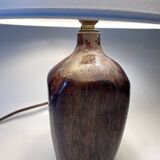 Lampe céramique, câble tissu, abat-jour coton