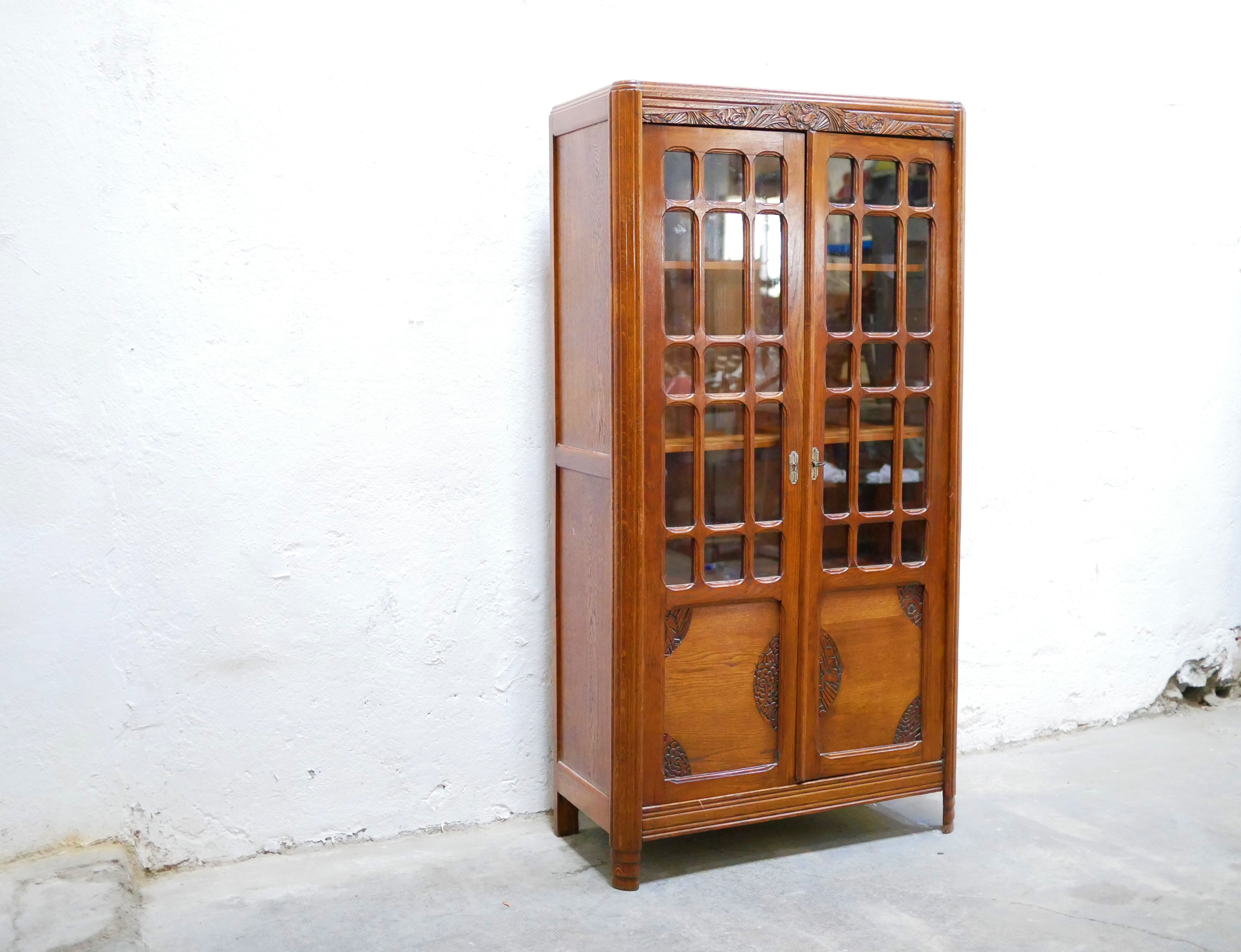 Vintage wooden showcase cabinet