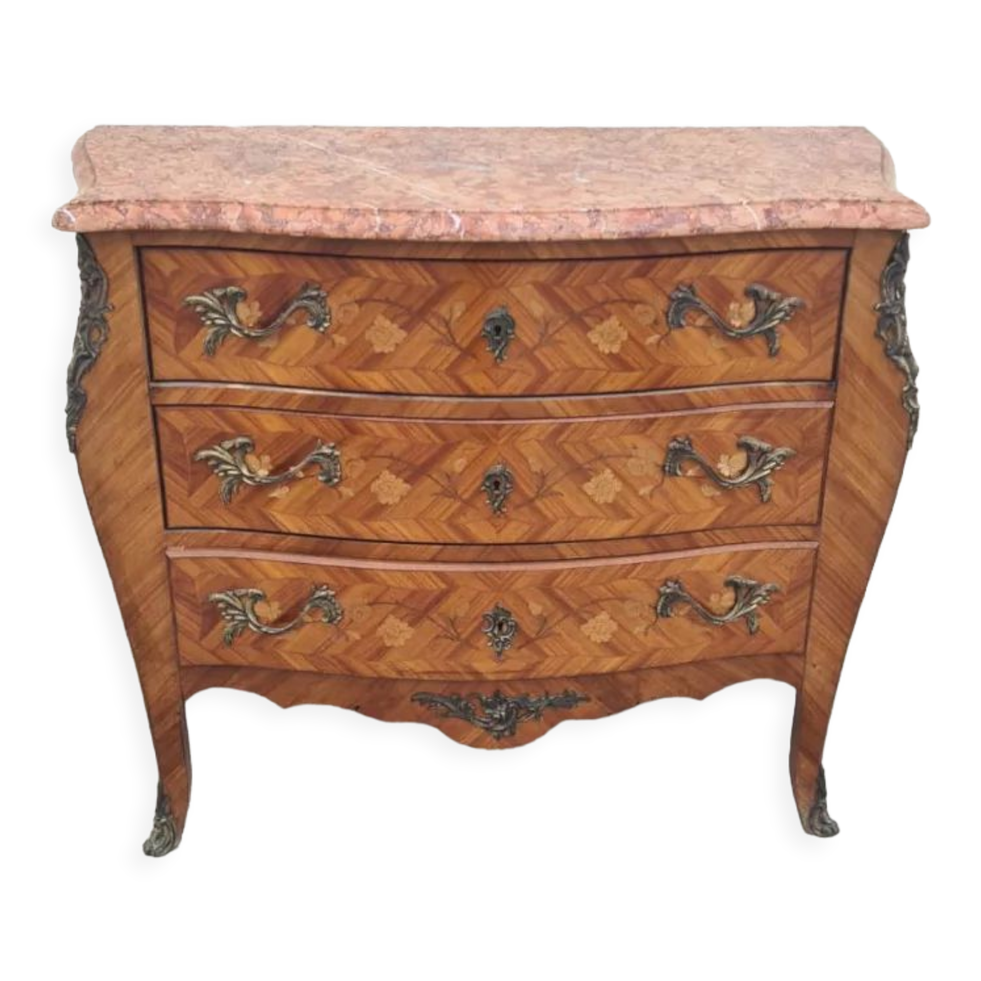 Louis XV style chest of drawers in rosewood