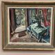 Oil on panel by Swedish artist – "Interior with figure" by Olle Nordberg (1905–1986) – 1944 – vintage and framed – 40×46 cm (15.7"×18.1")