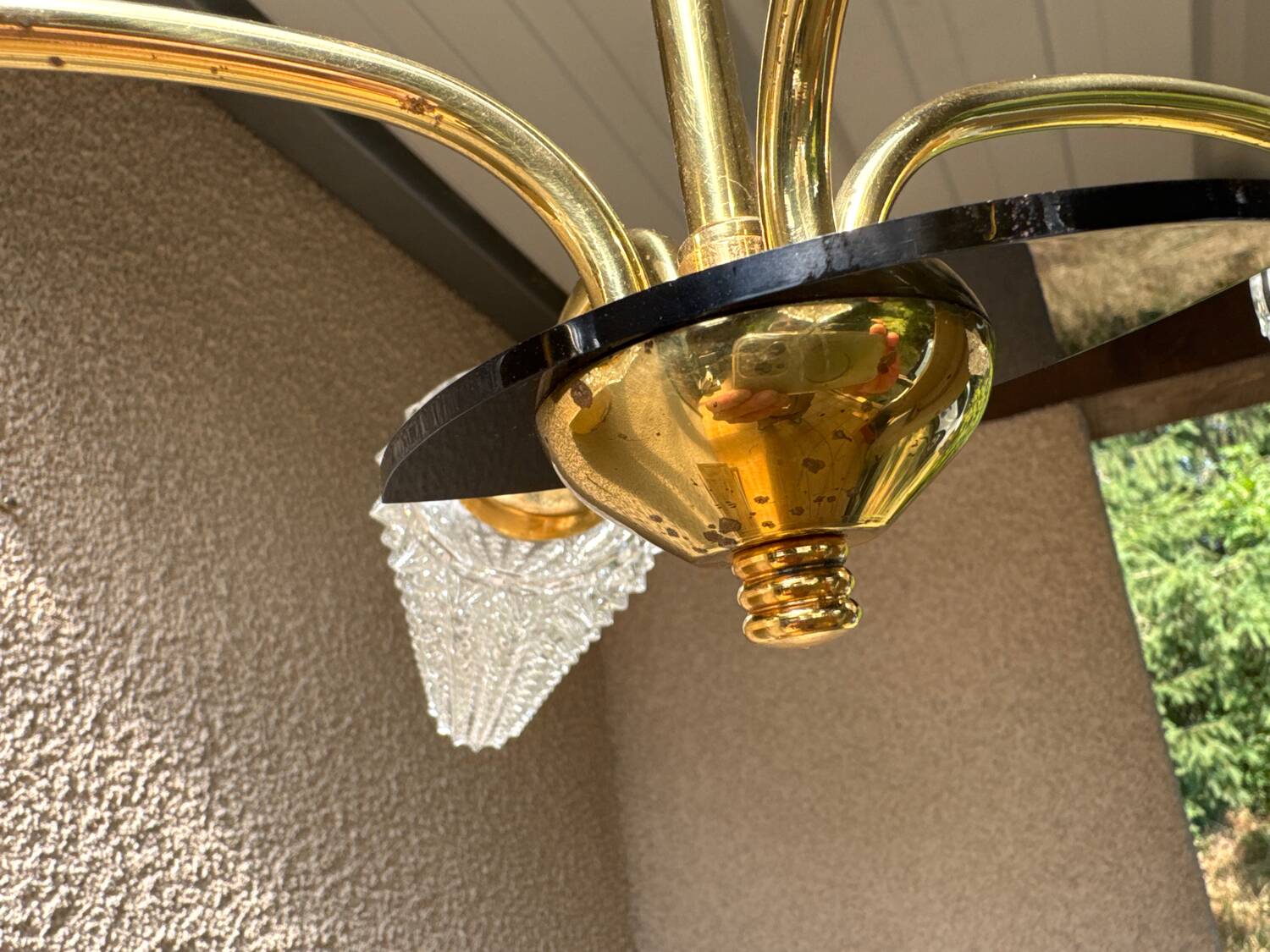 50' brass and glass chandelier