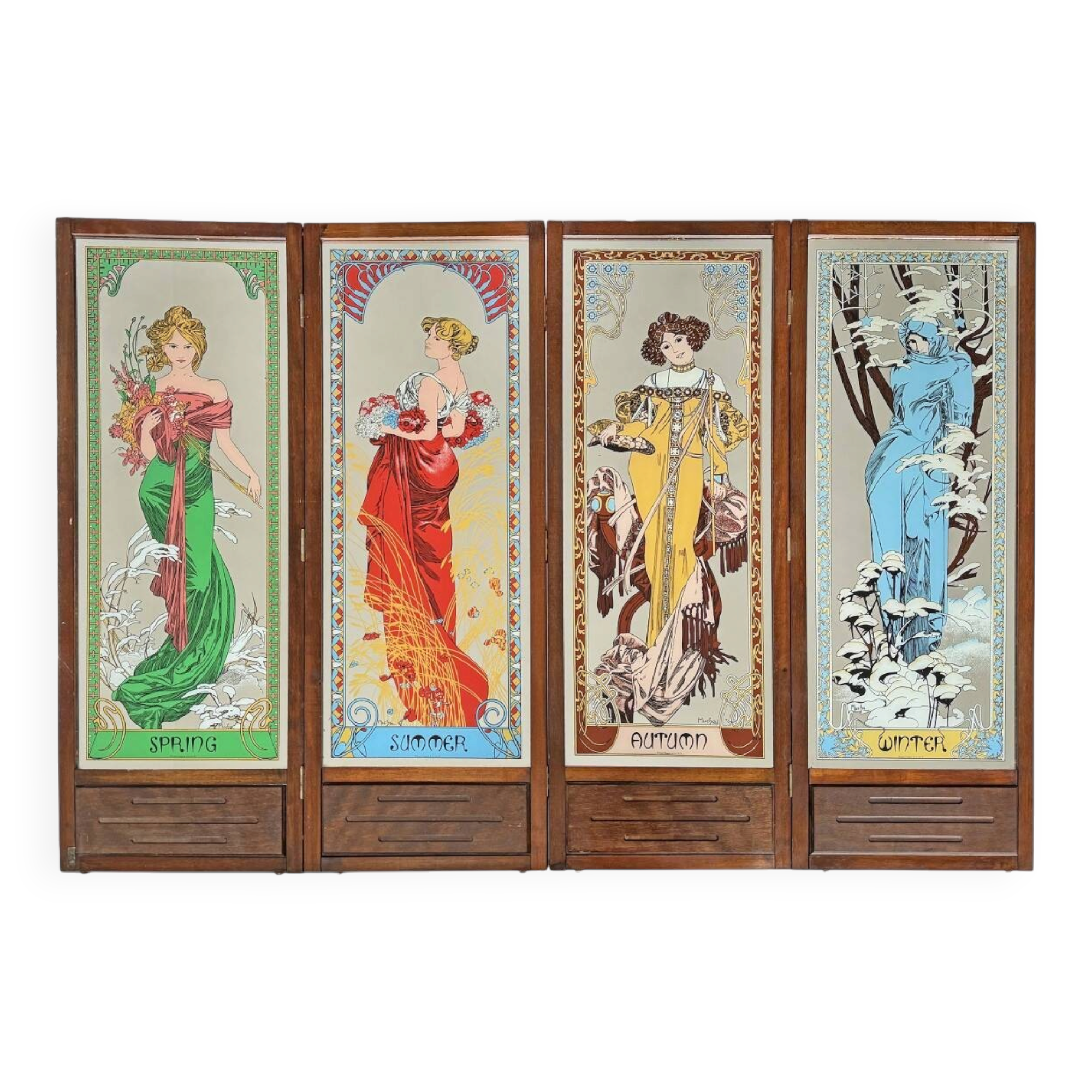 Screen decorated with the four seasons.