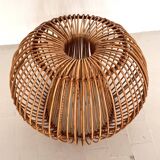 Bamboo Stool with new cushion, 1960s