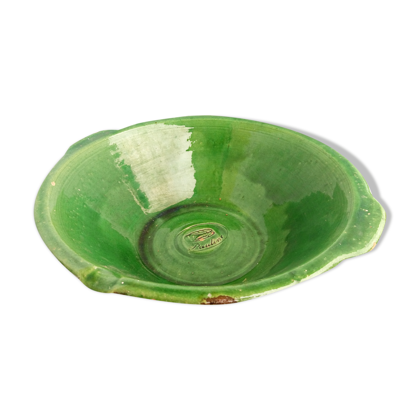 Saladier provençal en céramique vert vif