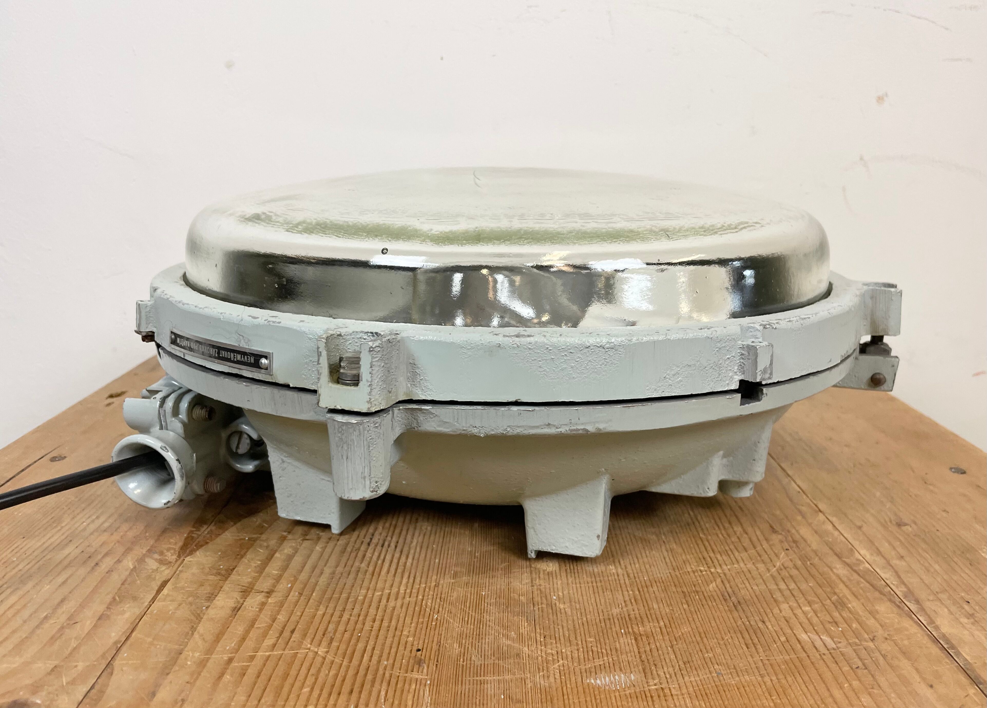 Grey Industrial Cast Aluminium Wall or Ceiling Light from Elektrosvit, 1970s