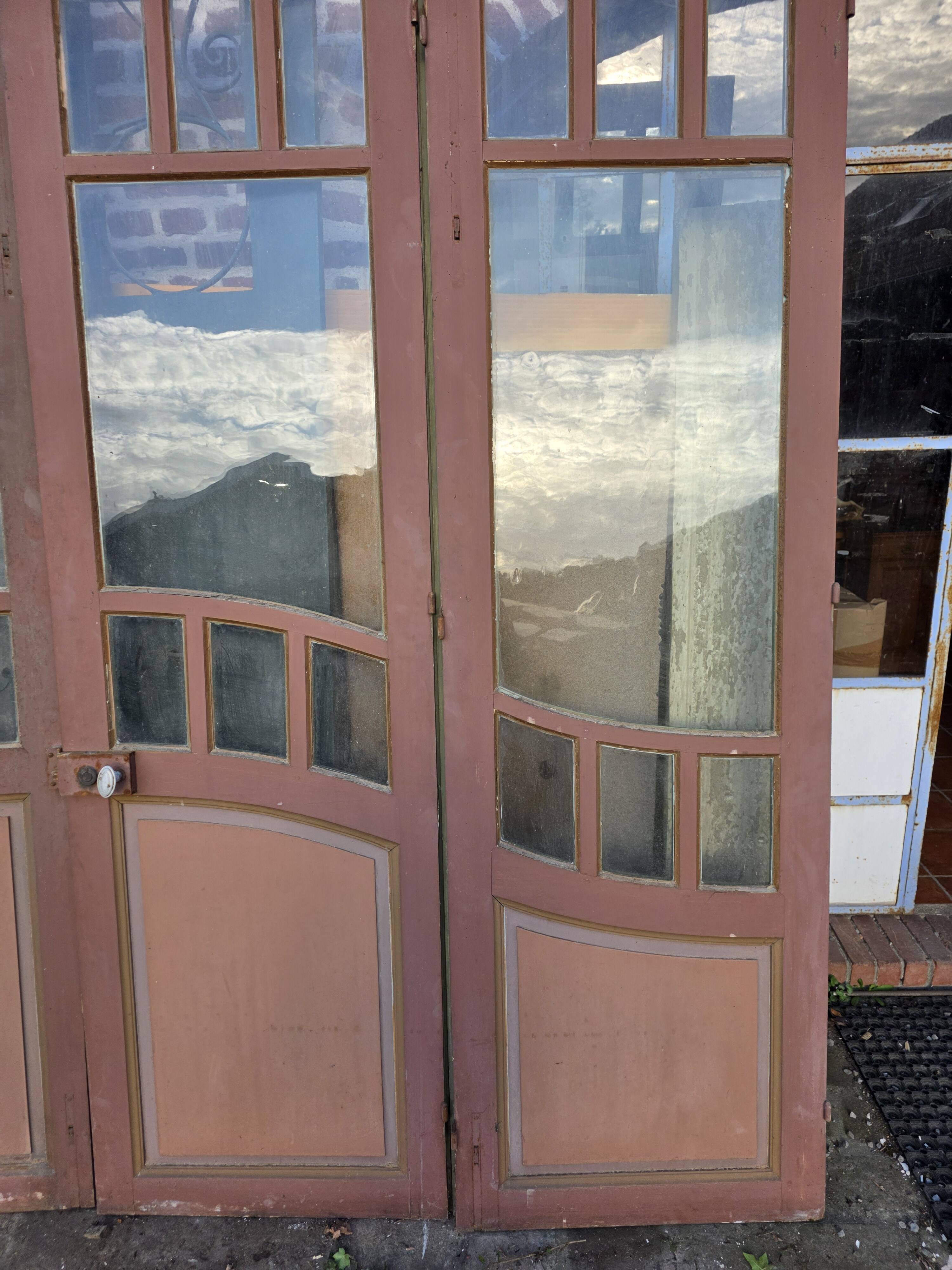 4 Art Nouveau partition doors + transom