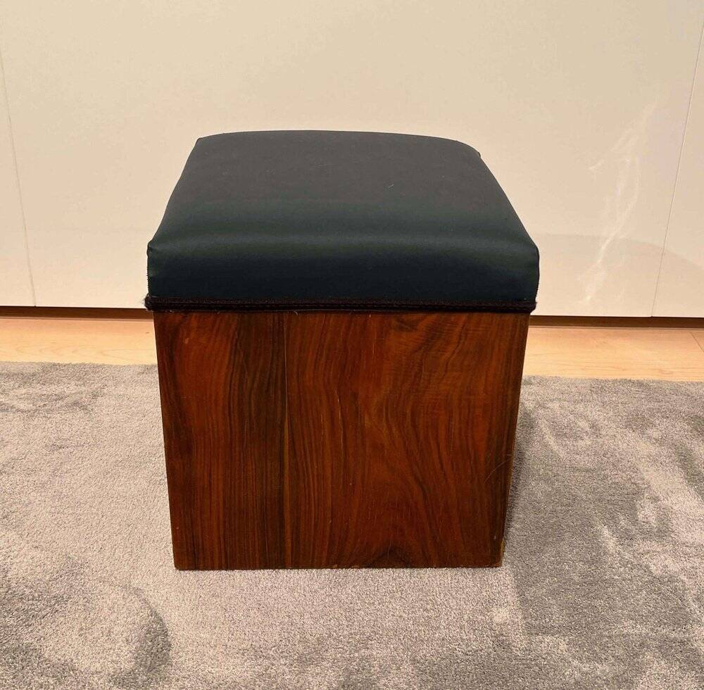 Art Deco Cubic Stool in Walnut Veneer, France, 1930s