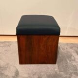 Art Deco Cubic Stool in Walnut Veneer, France, 1930s