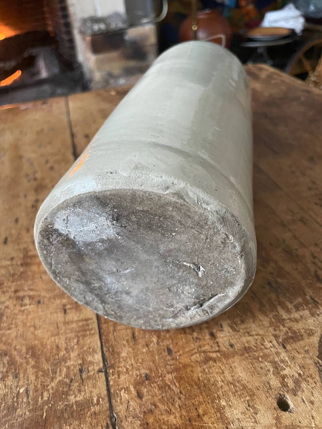 Bottle, hot water bottle, ceramic, old white, broken