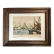 Frédéric Louis Levé, Aquatint Port of La Rochelle framed late 19th century
