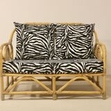 Vintage rattan sofa 2 places year 60