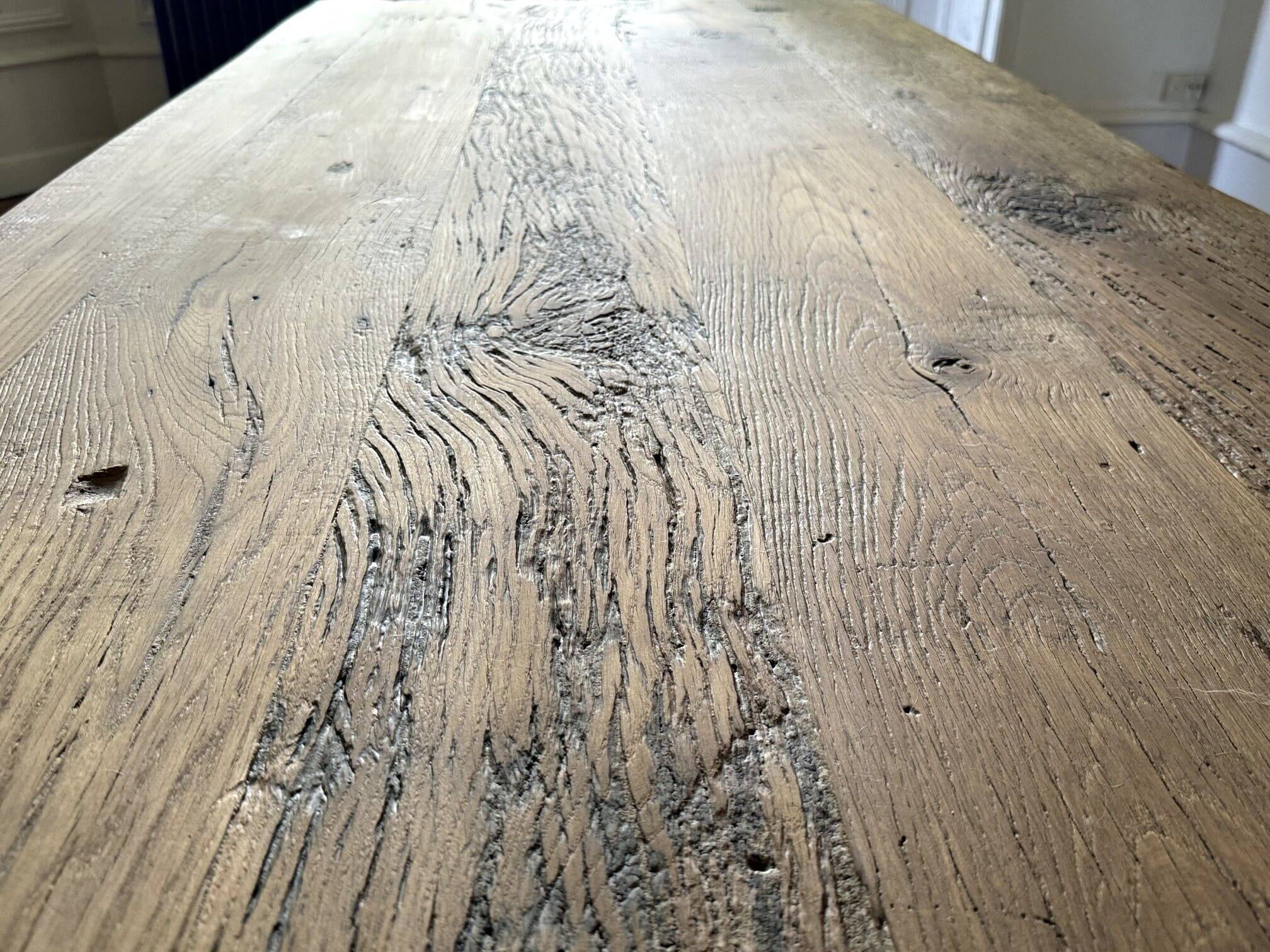 Farmhouse table in thick old solid oak - Dimensions 225x100 cm
