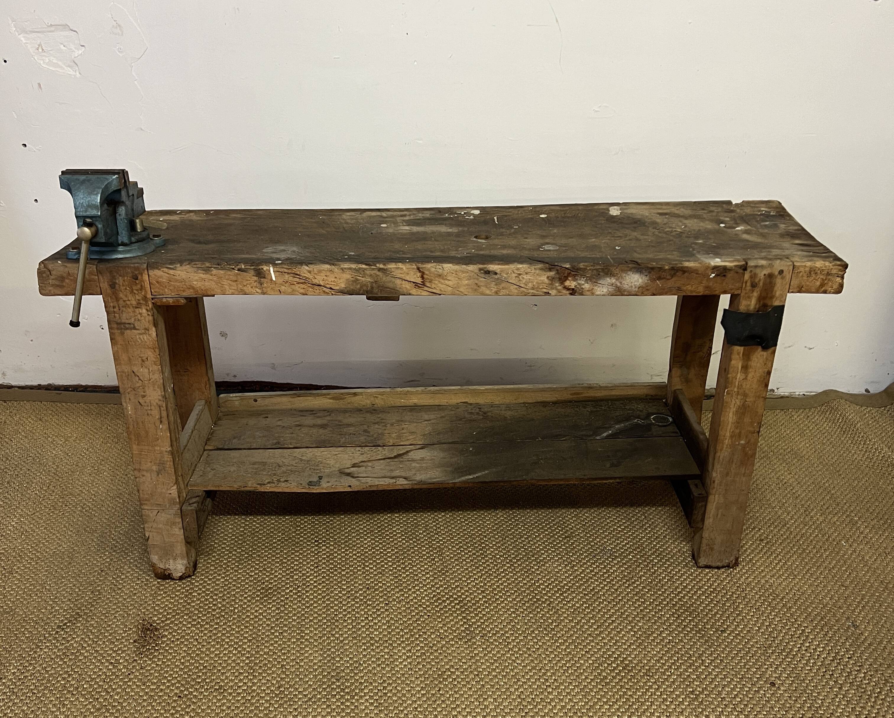 Old wooden craft workbench