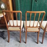 Series of 4 directory chairs in marquetry and cherry wood