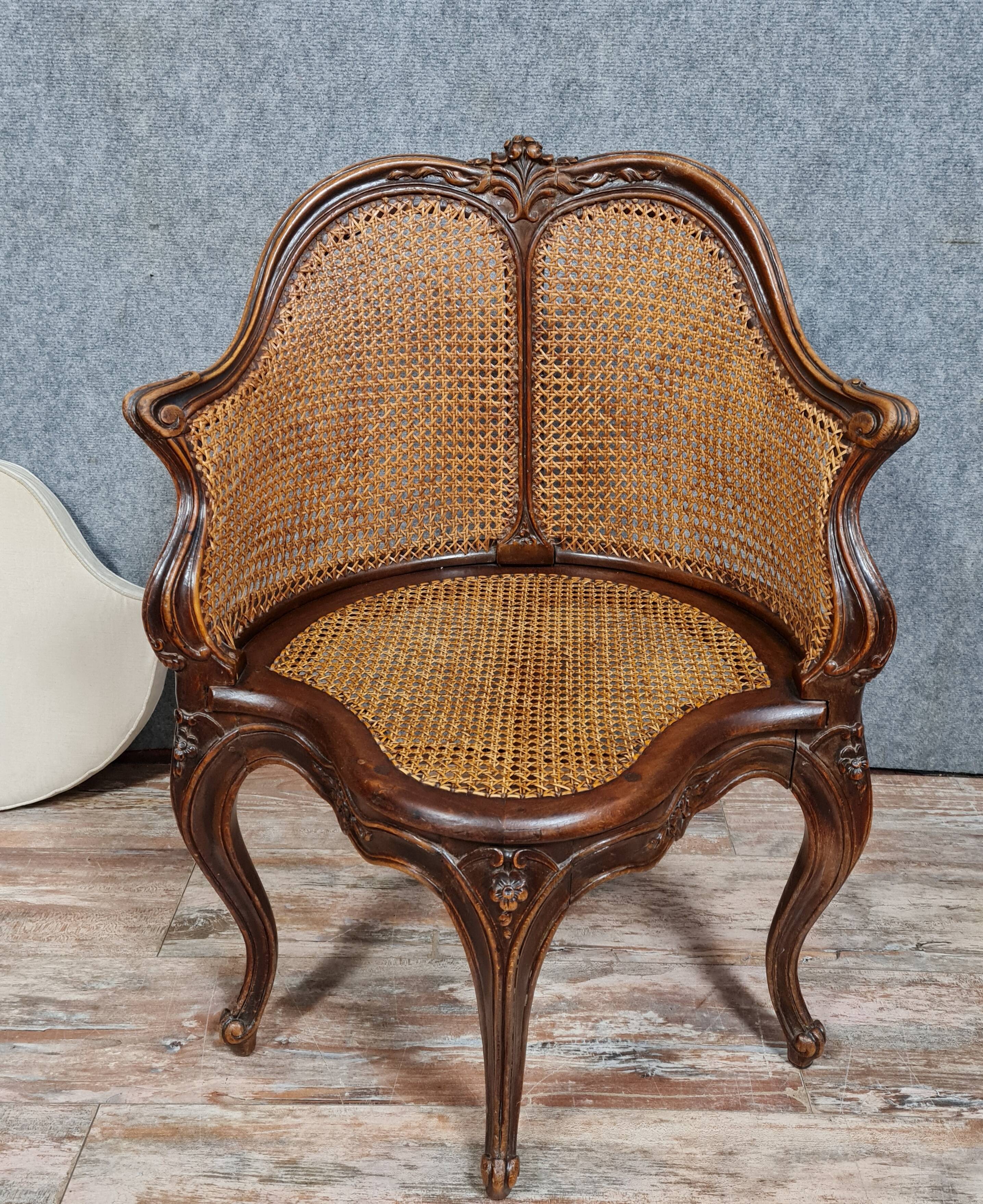 Louis XV office chair with arched gondola back circa 1850-1880