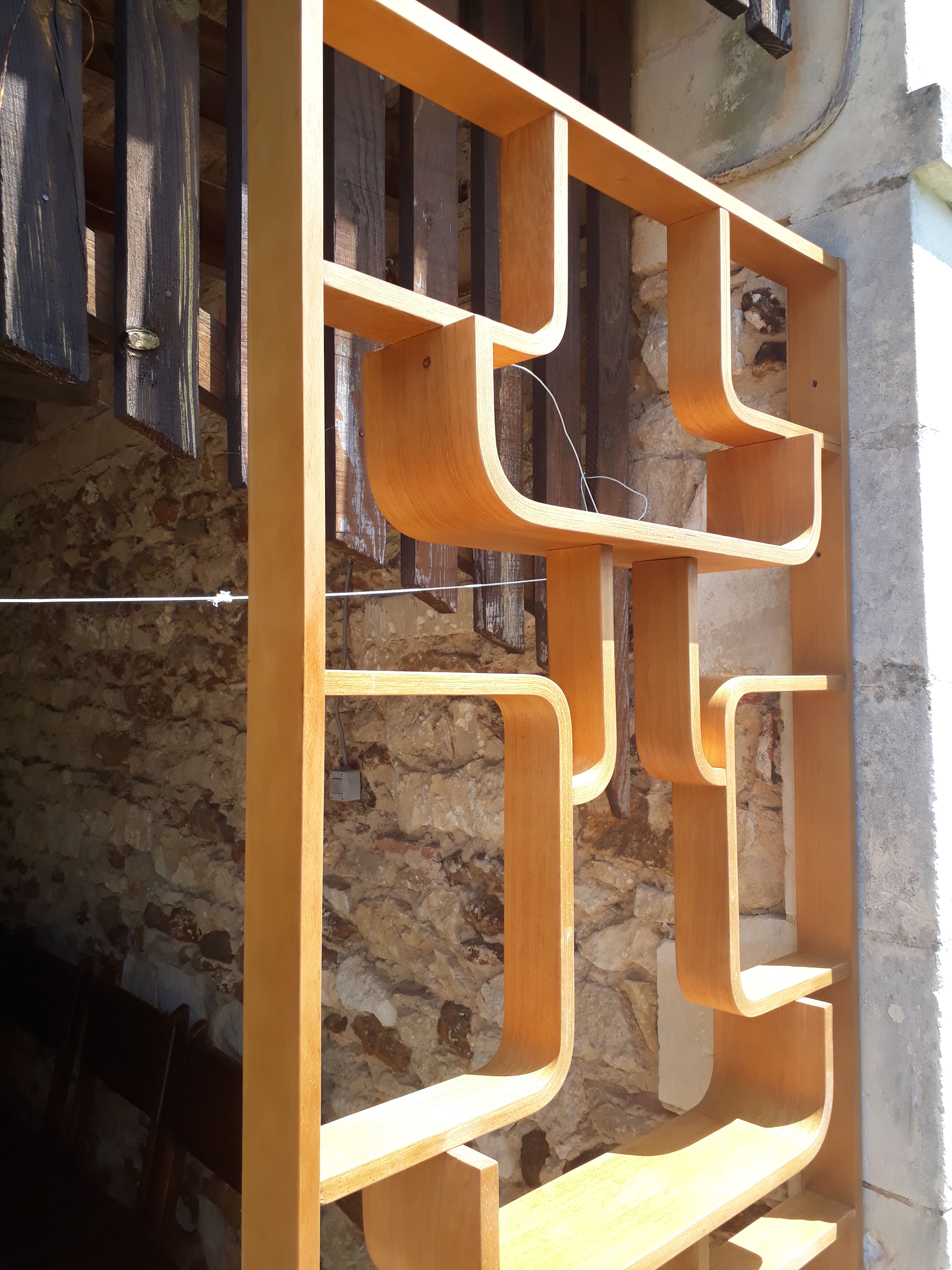 Trellis dyed blond wood by Ludvík Volak vintage 1960