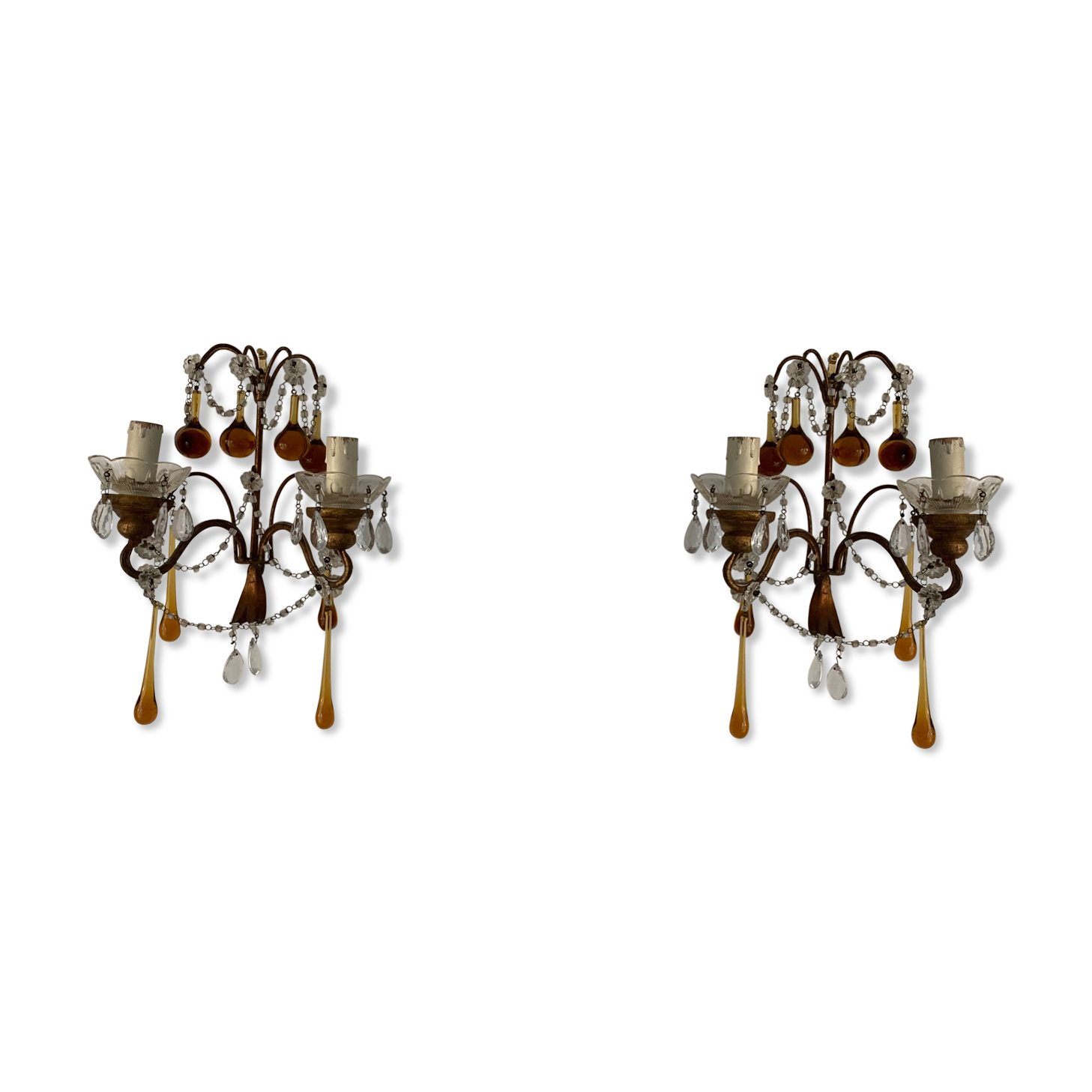 Pair of murano stamps and 1950 crystals