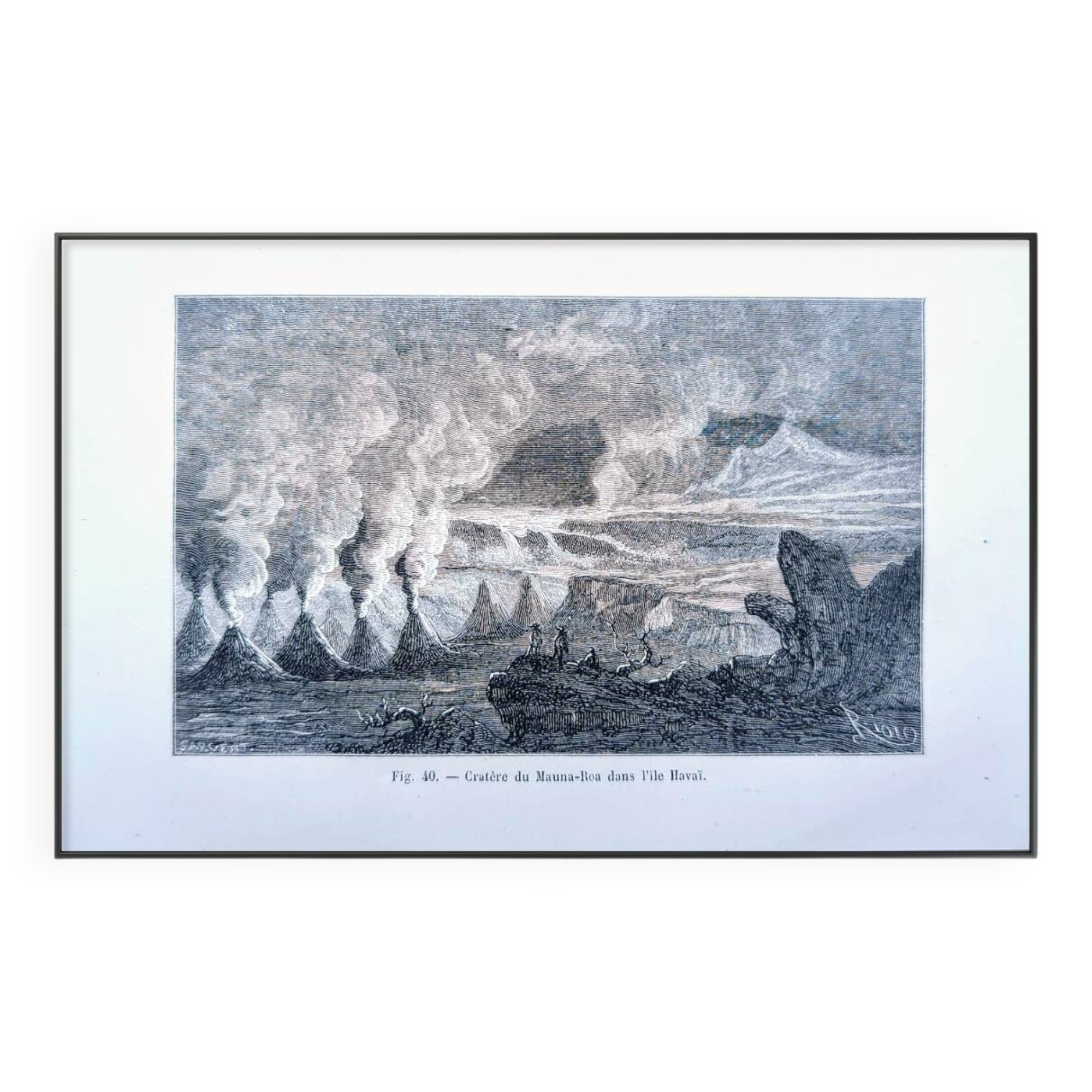 Imprimée en 1868, Le Mauna Loa, Hawaï.