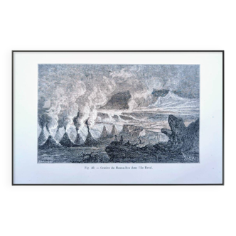 Imprimée en 1868, Le Mauna Loa, Hawaï.