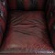 Cowhide leather English chesterfield armchair on wheels