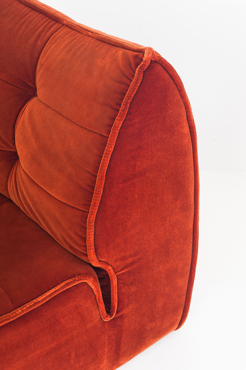 Vintage velvet lounge chair. Distributed by Cinna. France 1980s.
