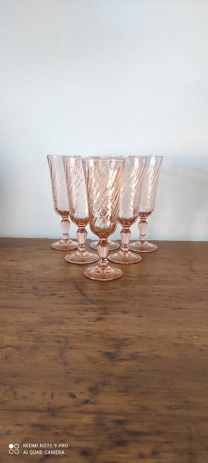 Set of 6 Rosaline champagne flutes