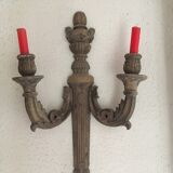 Wooden wall candelabra with two branches