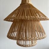 Rattan pendant lamp or light in the shape of an Asian lantern