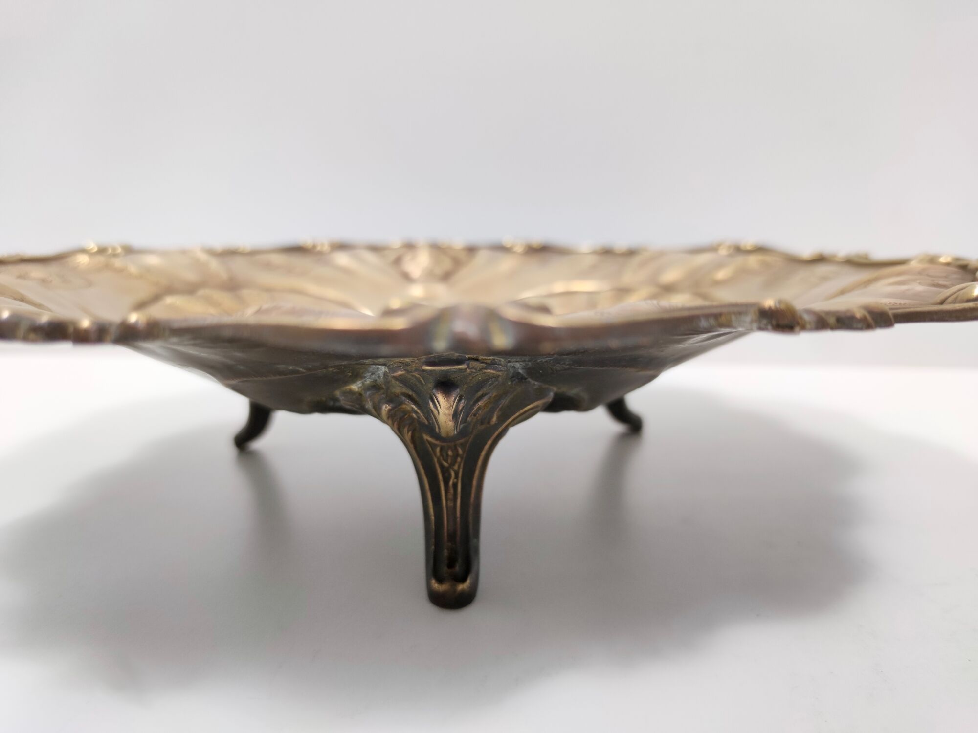 Vintage chiseled and embossed cast bronze centerpiece bowl, Italy