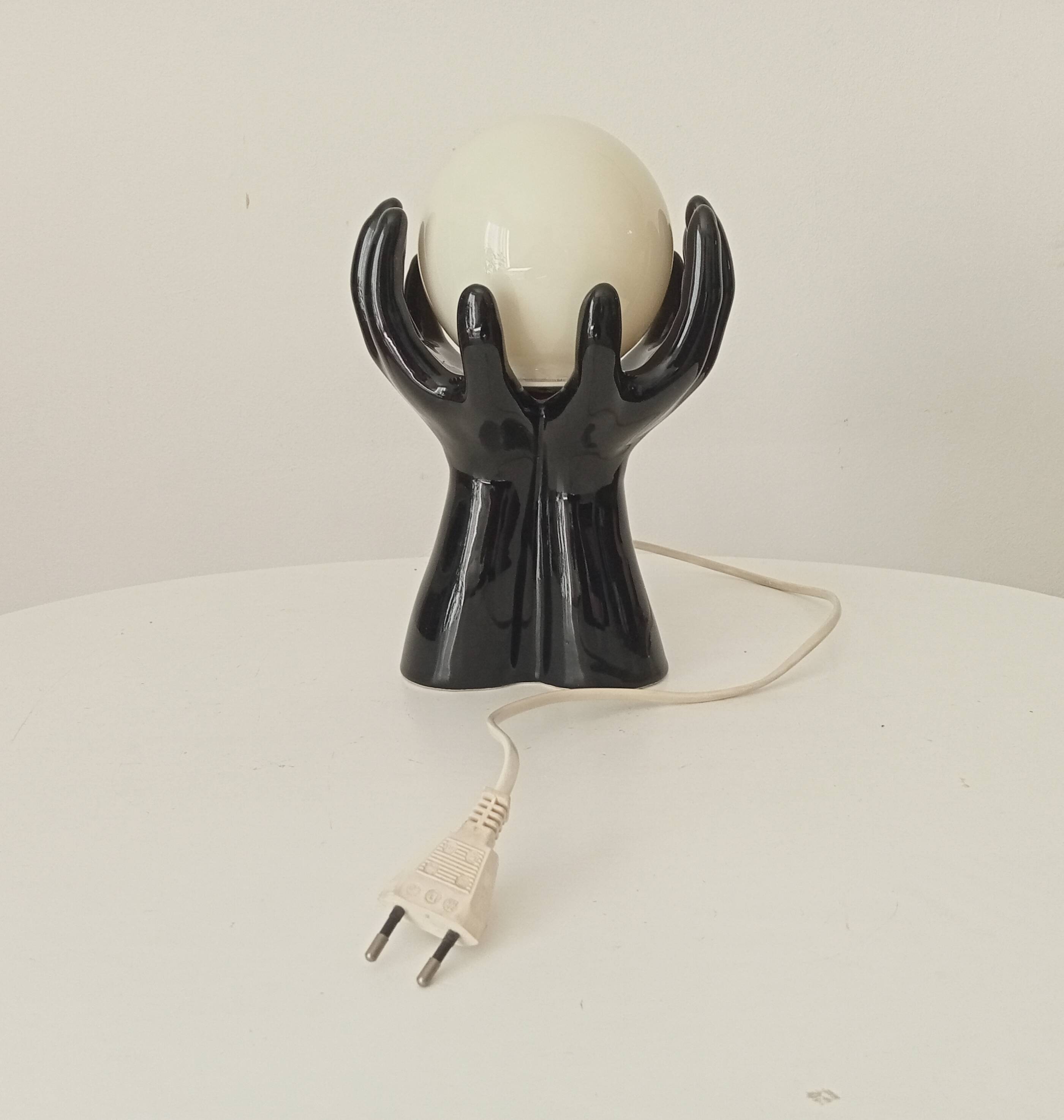 Vintage Italian ceramic and opaline lamp from the 80s