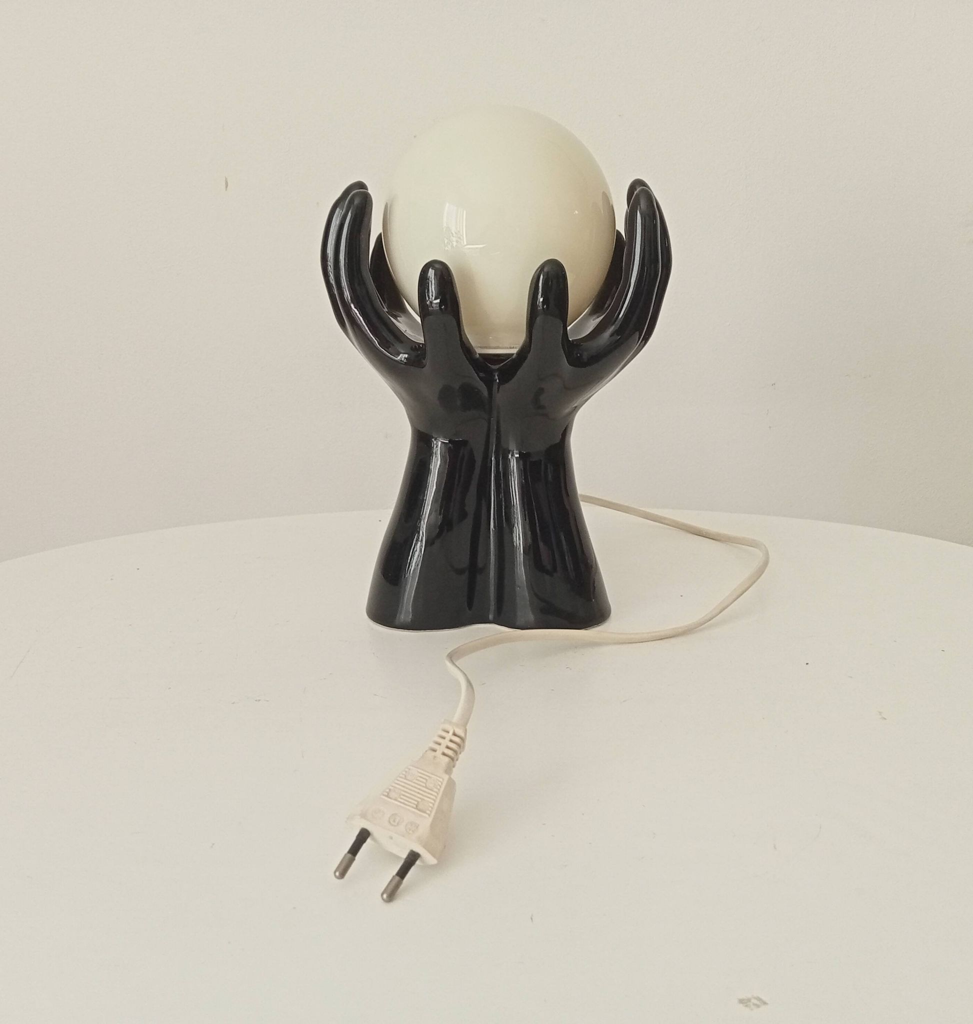 Vintage Italian ceramic and opaline lamp from the 80s