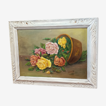 Tableau  nature morte bouquet de roses