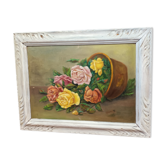 Still life painting bouquet of roses