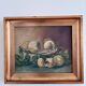 Antique original still life oil painting, fruit kitchen art
