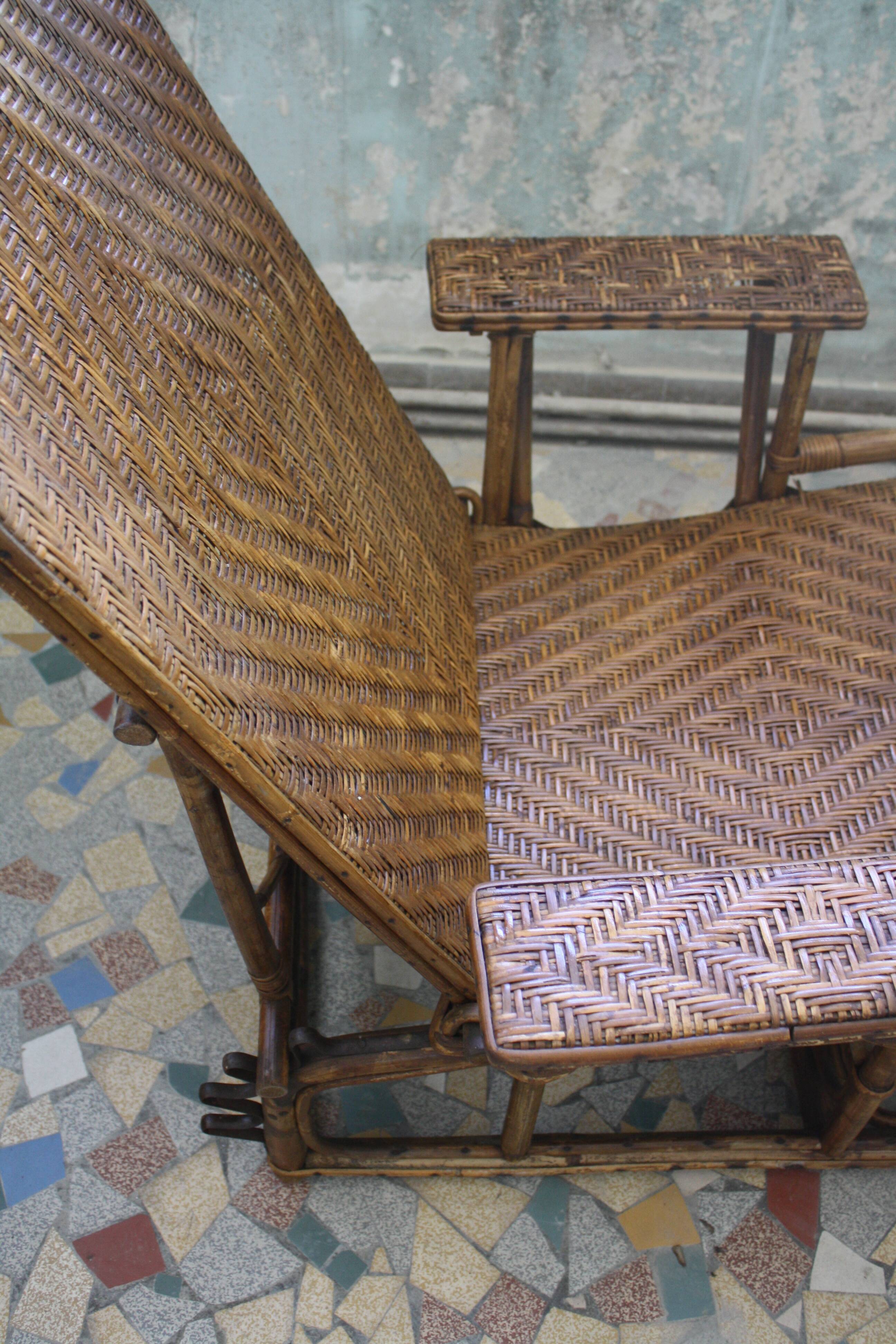 Chair long vintage rattan