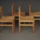 4 dining chairs in pine and sea rush in the style of Charlotte Perriand, 1960s
