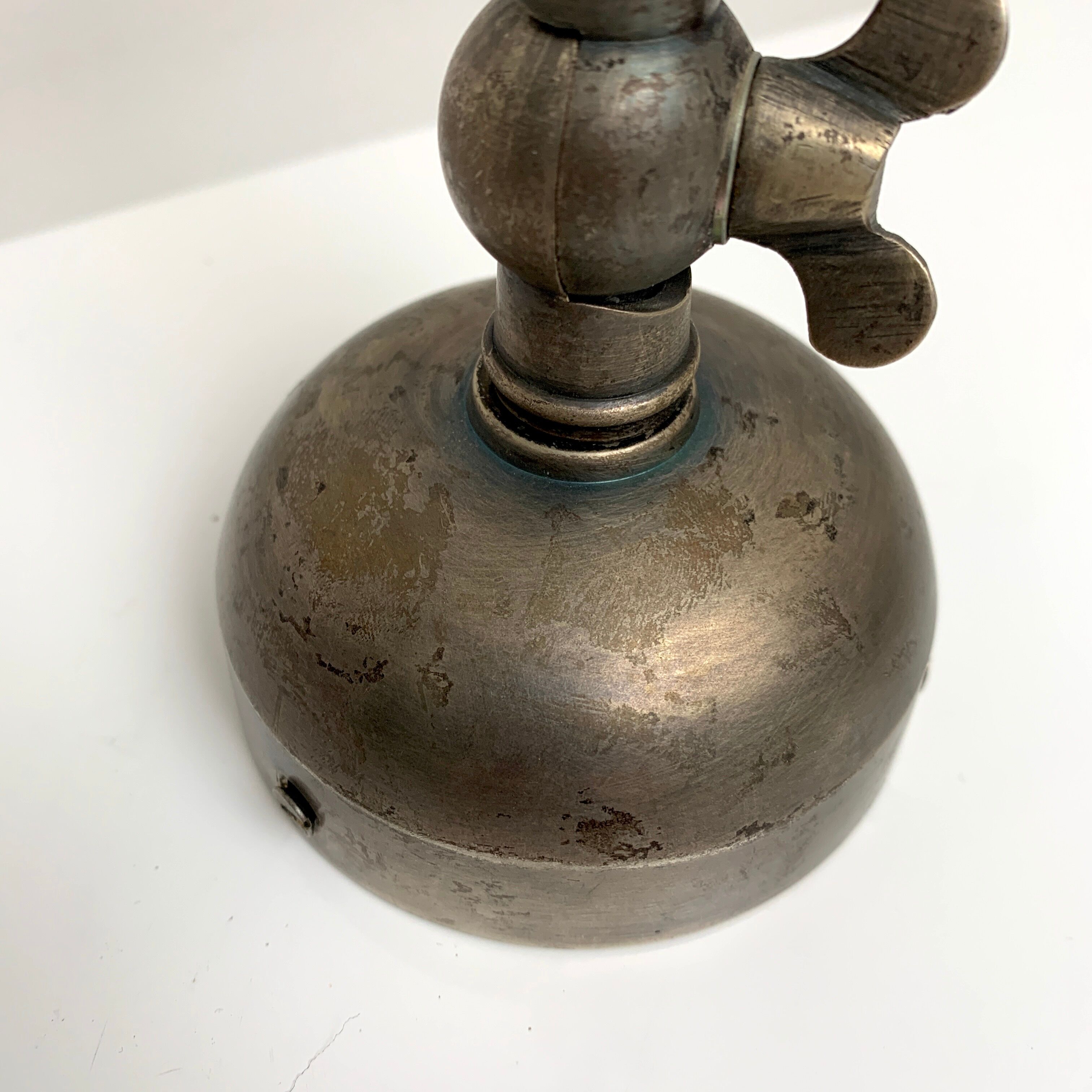 Gooseneck wall lamp old style silver metal patinated