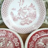 Assiettes plates rose anciennes