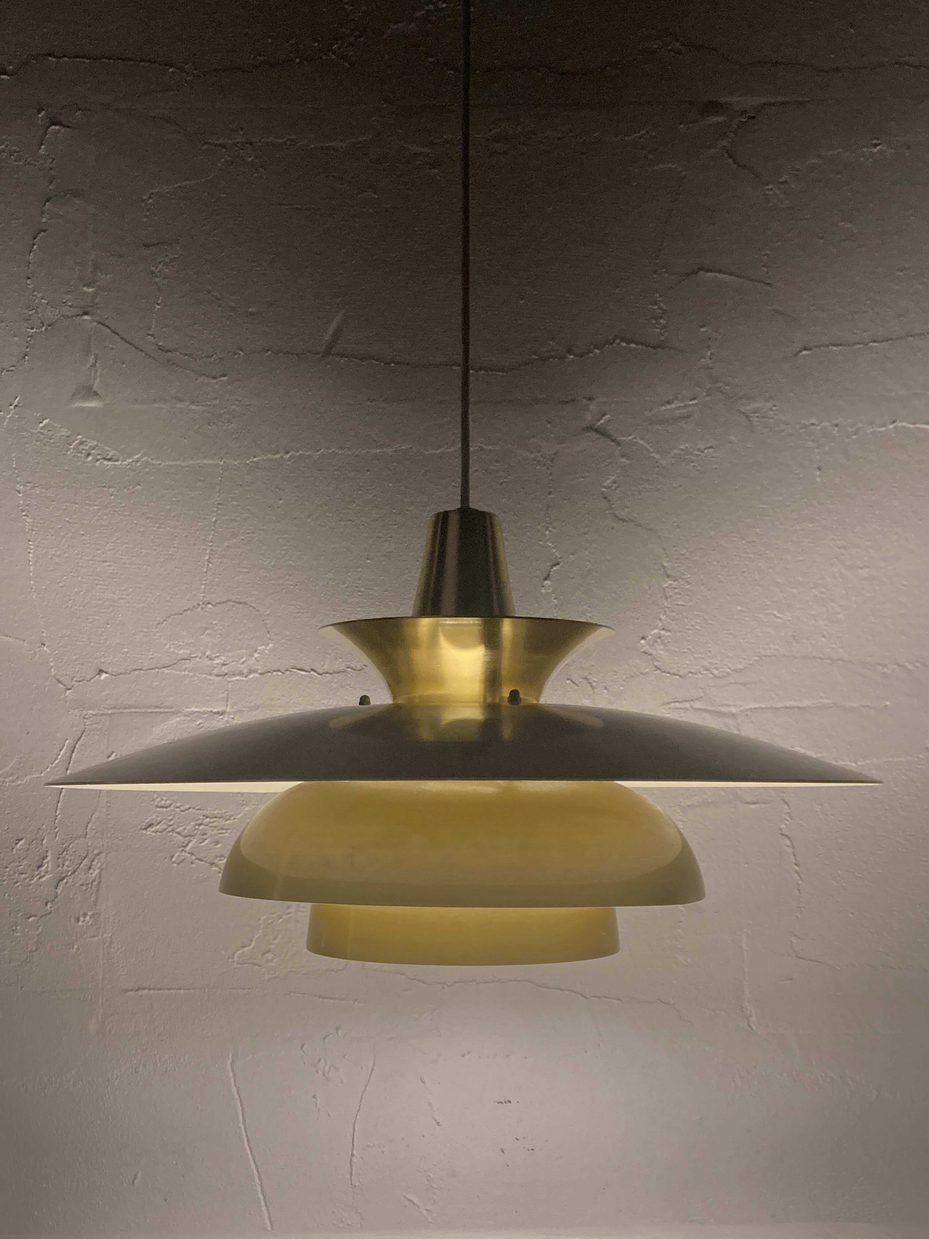 Danish scandinavian brass UFO pendant, 1970s