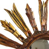 Vintage Wooden Sun Mirror Sunburst Gold Fifties 52cm