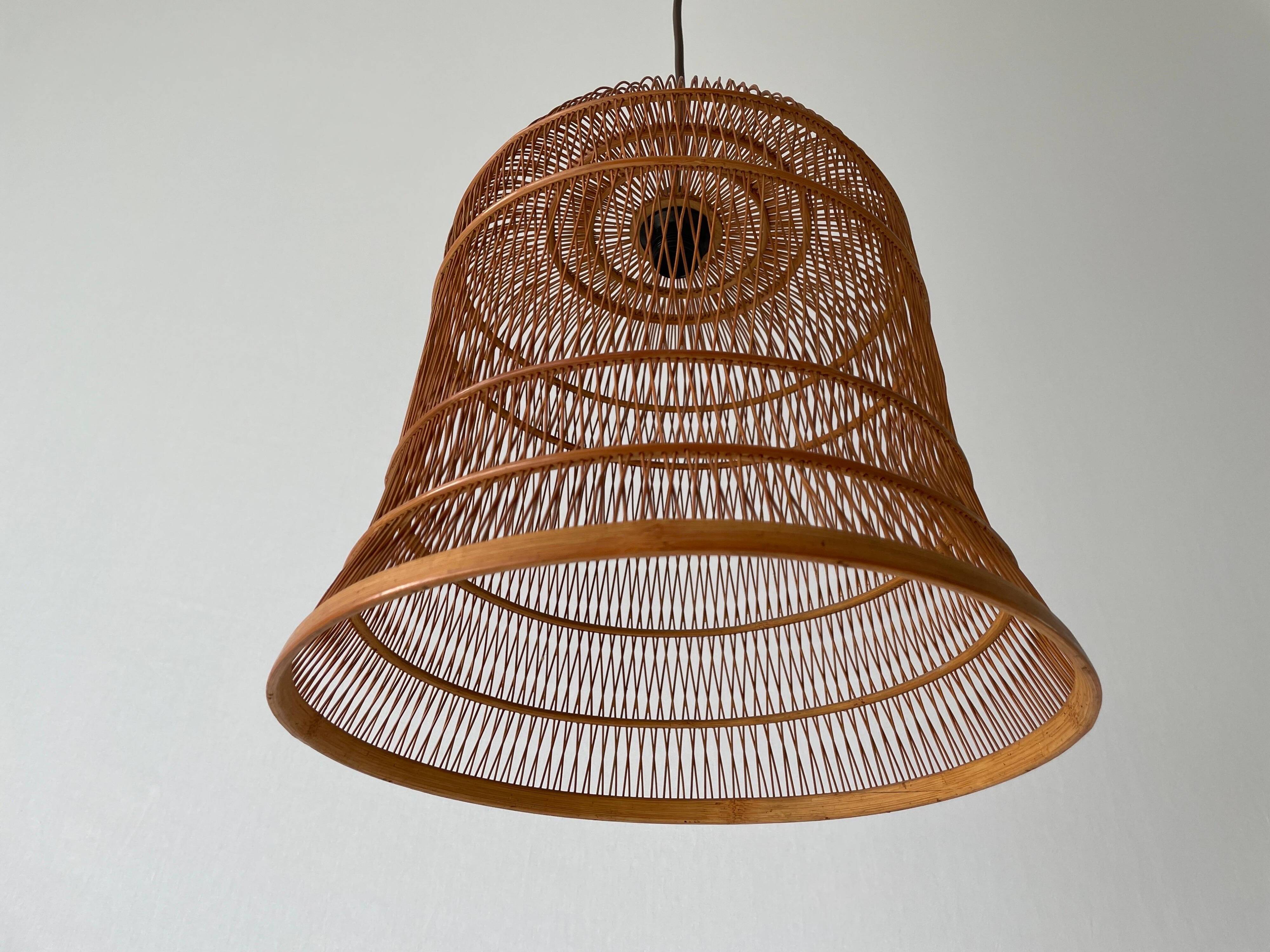 Unique Danish hanging lamp in the shape of a wooden cage, 1960s, Denmark.