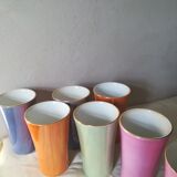 8 coloured cups in earthenware