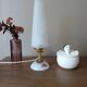 upcycled table lamp | white glass, vintage charm