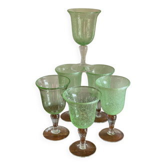 6 large Biot glasses