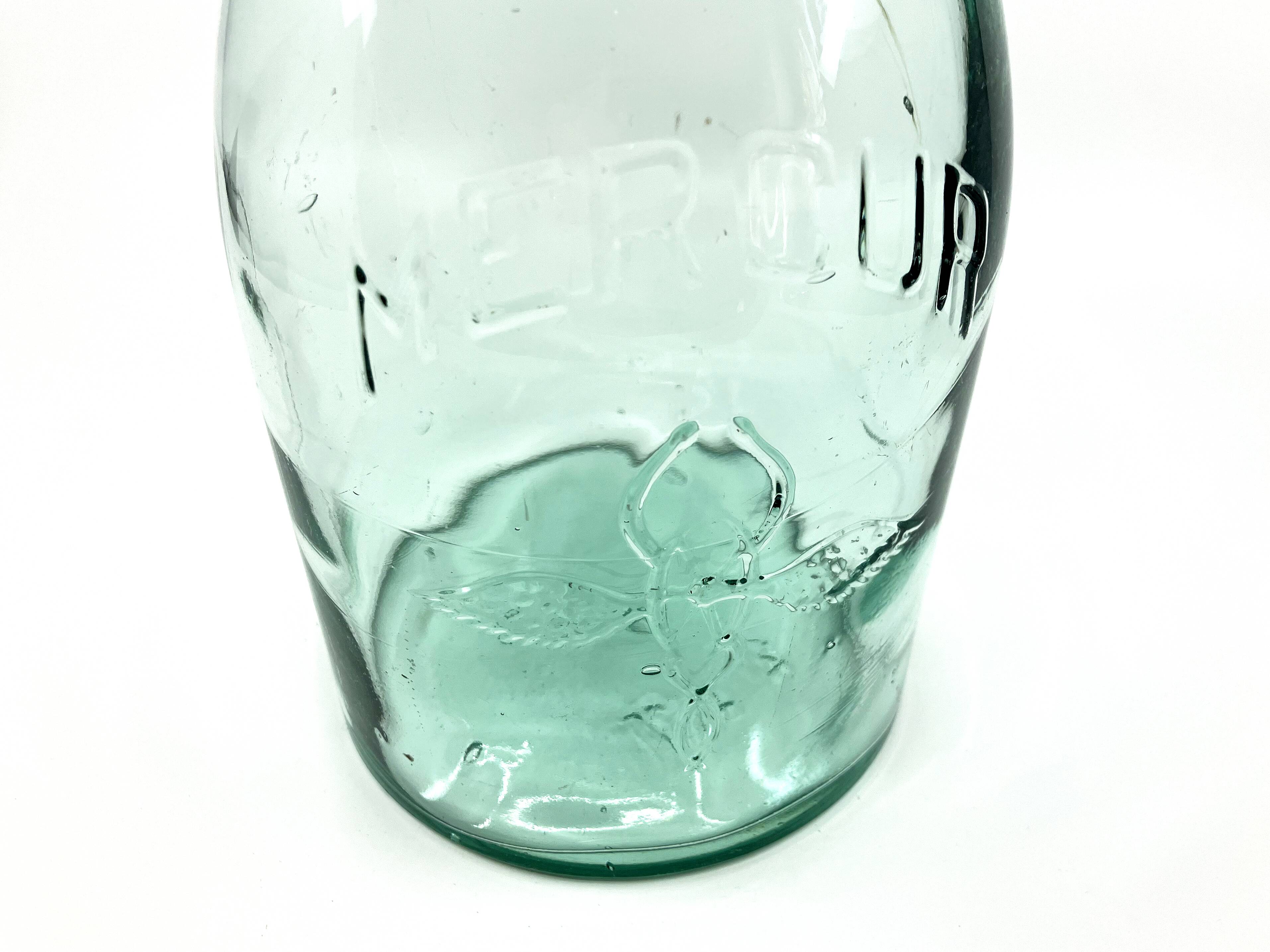 Large "Mercur" glass bottle with ceramic stopper • 2L • 1930