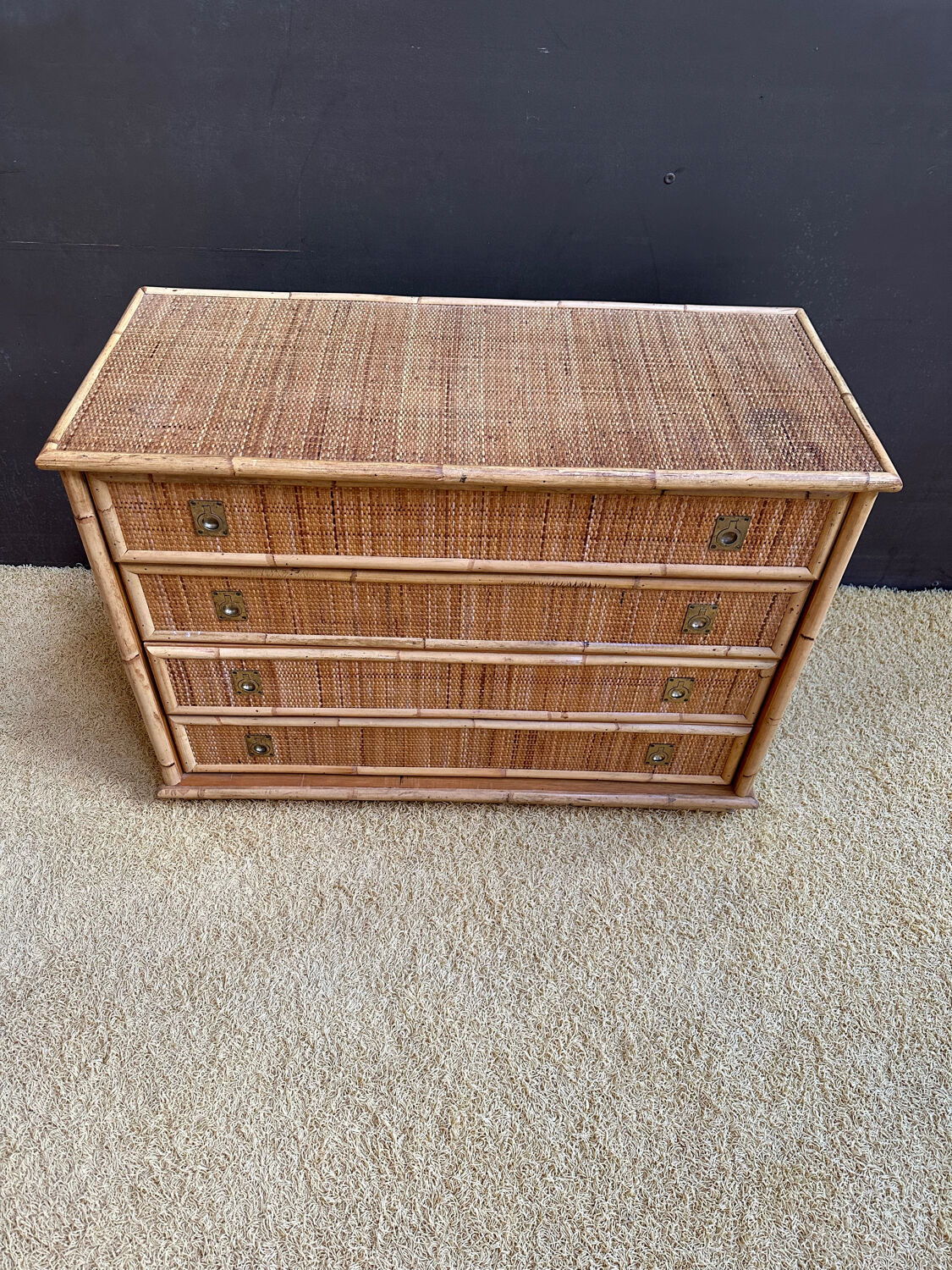 Dal Vera bamboo and rattan chest of drawers