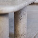 Travertine coffee table in the style of Angelo Mangiarotti, 1970.