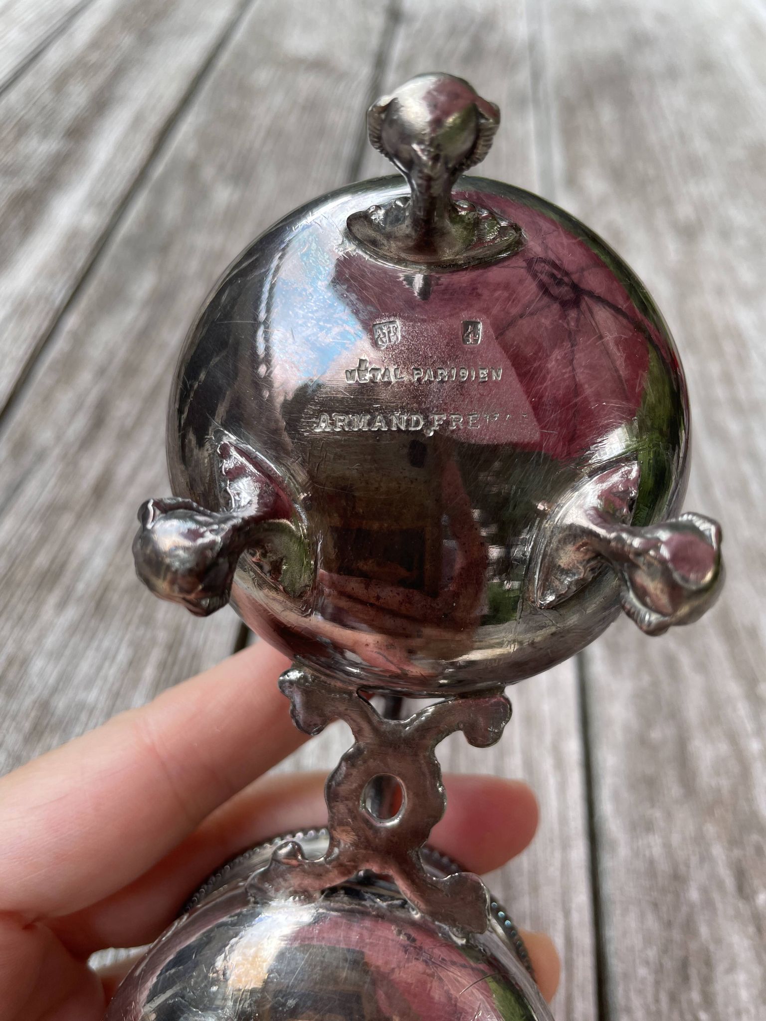Double silver plated table salt shaker Armand Frenais 19th century Art Nouveau